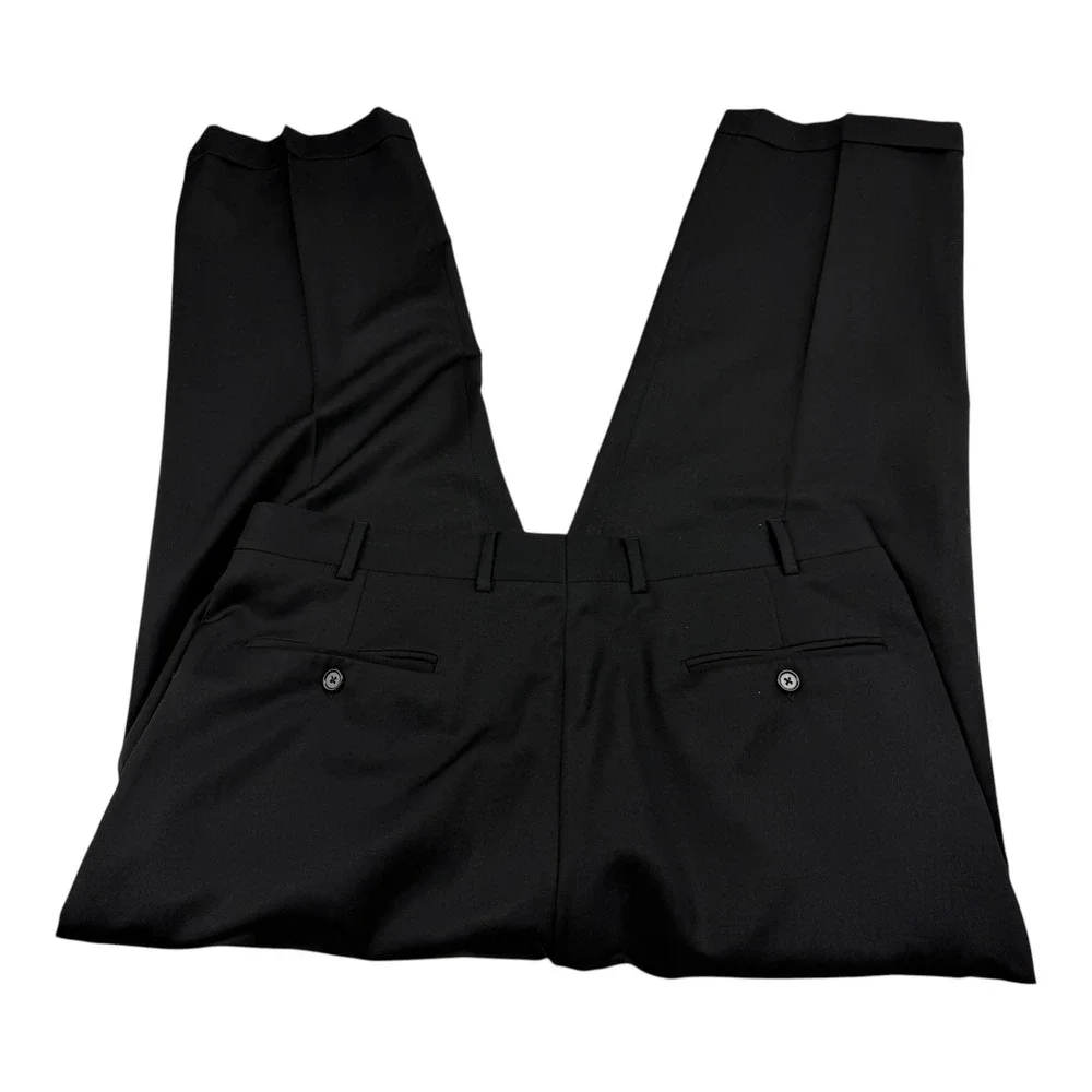 Caracciolo Napoli Mens Black‎ 100% Wool Pleated Cuffed Dress Pants Size 36 Italy